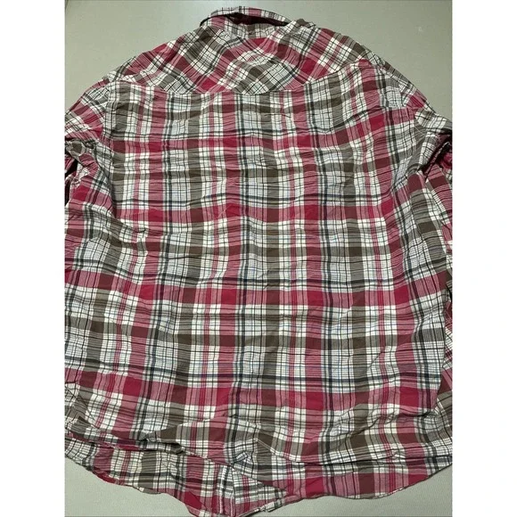 Old Navy Shirt Mens Red Plaid Slim Fit Long Sleeve Pockets Snap | Size XL - Picture 6 of 6